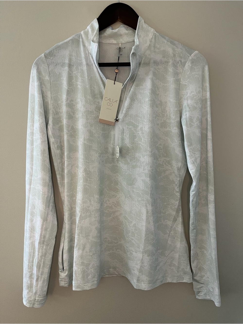 NWT Calia 1/2 zip UV Golf Long Sleeve, Seafoam Light Blue